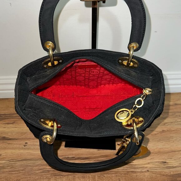 🖤Dior Lady Dior Handbag Cannage Quilted Nylon Black Satchel🖤 - Picture 9 of 17